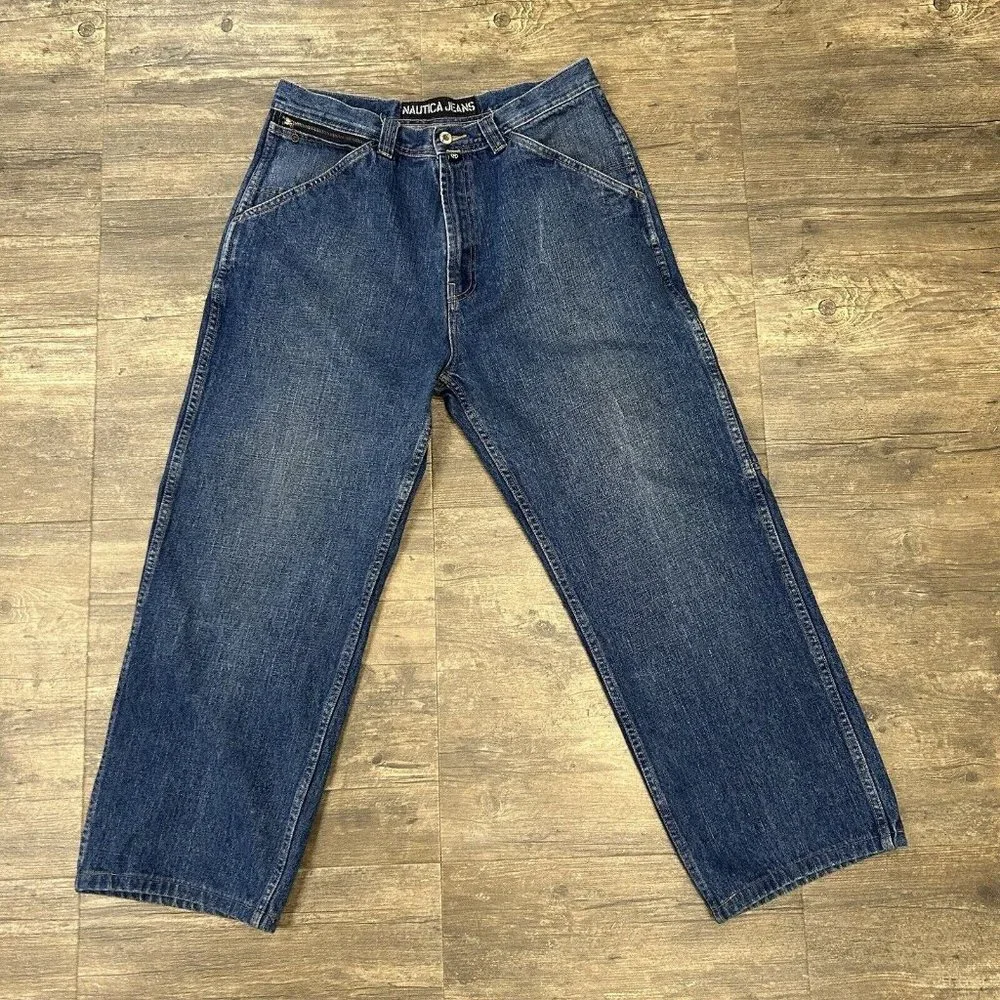 Vintage Nautica Jeans Men Size 34x32 Blue Baggy 90s Y2K Hip‎ Hop Skate